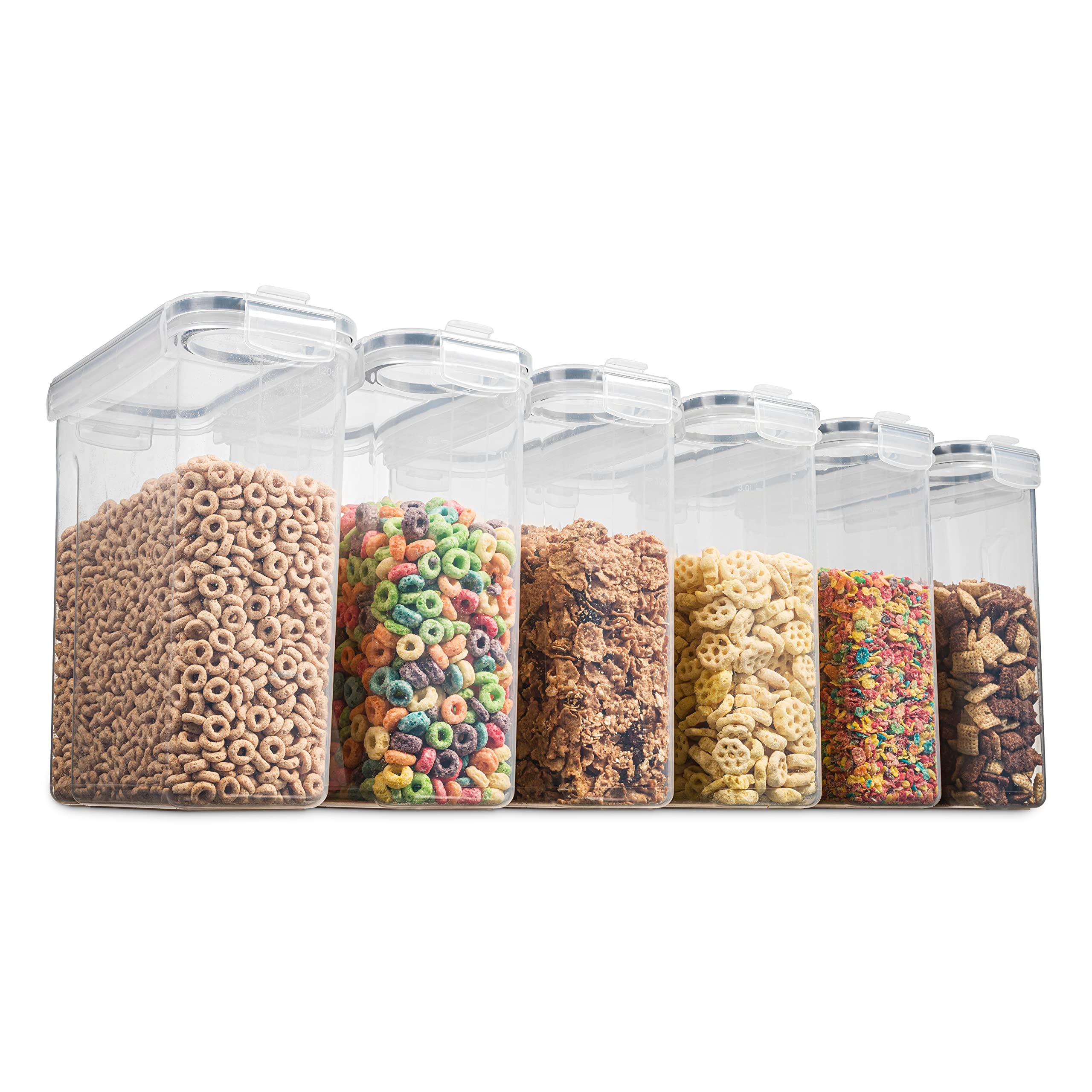 6 Pack Airtight Cereal Food Storage Container - Bpa Free Plastic Kitchen And Pantry Organization Canisters For, Dry Pet Food, Fl